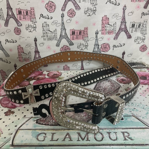 Blazin Roxx Women’s Rhinestone Western Scallop Belt - Picture 3 of 15